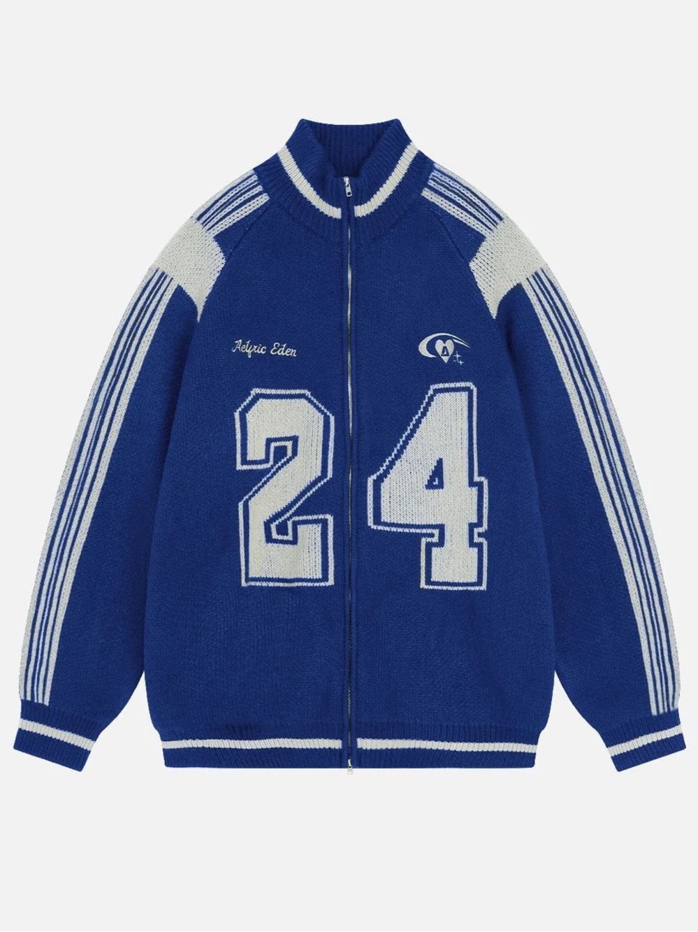 Aelfric Eden Size XS Blue Y2K Sporty 24 Jacquard Zip Up Cardigan NWOT